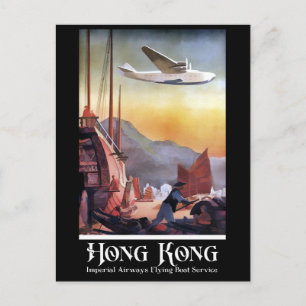 Vintage Hong Kong China Airline Travel Postcard