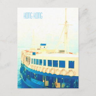 Vintage Hong Kong harbour ferry travel Postcard