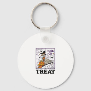 Vintage Honk Or Treat Witch Goose Halloween Shirt_ Key Ring