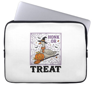 Vintage Honk Or Treat Witch Goose Halloween Shirt_ Laptop Sleeve