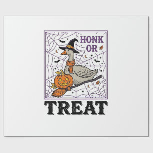 Vintage Honk Or Treat Witch Goose Halloween Shirt_ Wrapping Paper