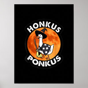 Vintage Honkus Ponkus Halloween Cute Witches Duck Poster