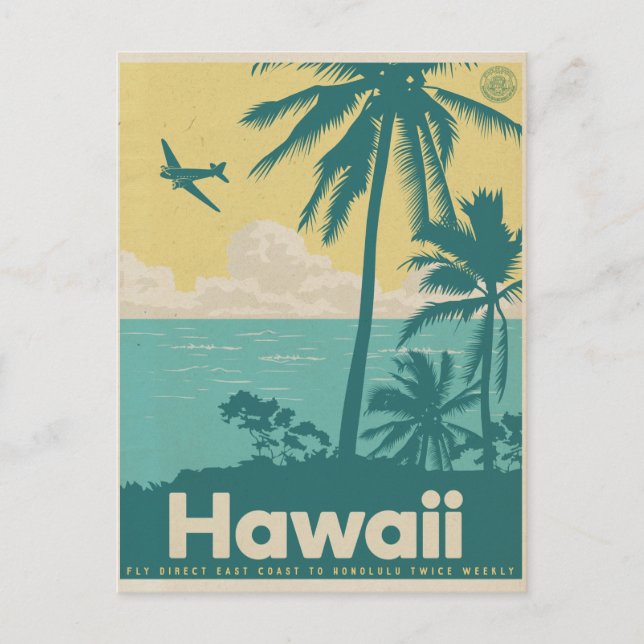 Vintage Honolulu Aviation Travel Postcard (Front)