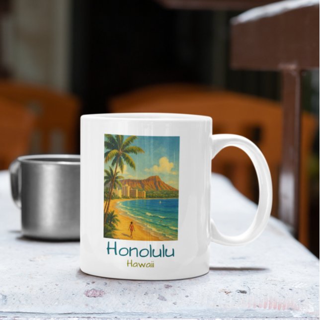 Vintage Honolulu Hawaii Waikiki Beach Coffee Mug (Vintage Honolulu Hawaii Waikiki Beach Coffee Mug)