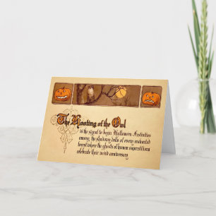 Vintage Hooting Owl Halloween Card