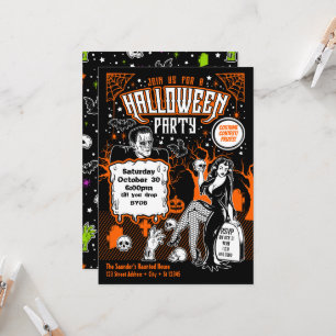 Vintage Horror Adult Halloween Costume Party Invitation