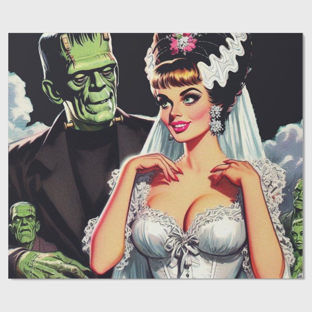 Vintage Horror Bride Wrapping Paper (Flat)