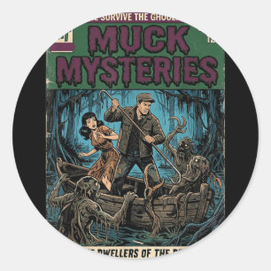 Vintage Horror Comic Book Cover Muck Mysteries Classic Round Sticker