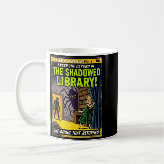 Vintage Horror Comic Book Cover Shadowed Library Coffee Mug
