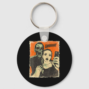 Vintage Horror Comic Zombie Selfie Creepy Cute Hal Key Ring