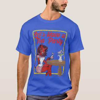 Vintage Horror Lets Have aea Party Devil Ladyankop T-Shirt