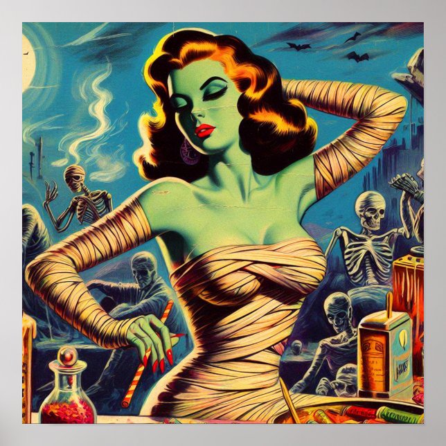 Vintage Horror Mummy Girl Poster (Front)