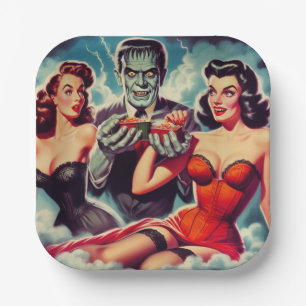 Vintage Horror Pin-ups Paper Plate