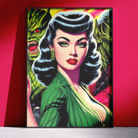 Vintage Horror Sci-fi Pulp Girl