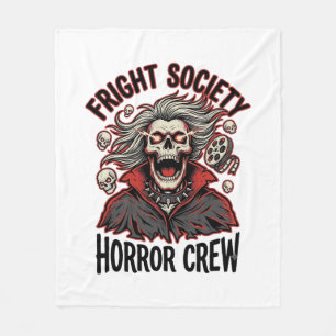 Vintage Horror Shirt Fright Society Skull Design_1 Fleece Blanket