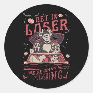 Vintage Horror Spooky Movie Lover Retro Halloween Classic Round Sticker