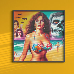 Vintage Horror Summer Girl Poster