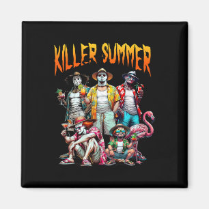Vintage Horror Summer Vibes Funny Halloween Summer Magnet