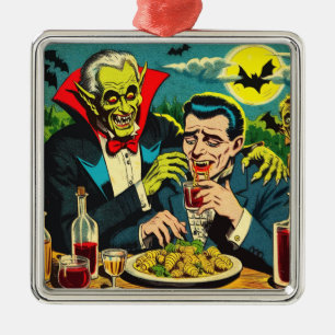 Vintage Horror Vampire Comics Metal Ornament