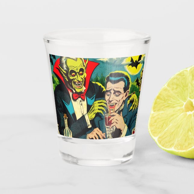 Vintage Horror Vampire Comics Shot Glass (Front)