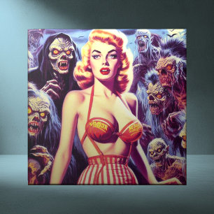 Vintage Horror Woman Ceramic Tile