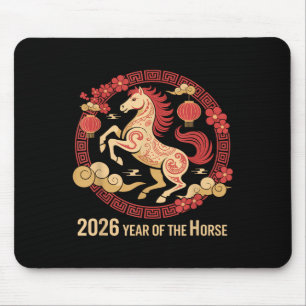 Vintage Horse 2026 Zodiac Chinese New Year Of The  Mouse Pad