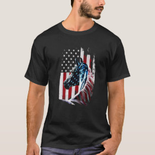 Vintage Horse American Flag 4th Of July Usa Patri T-Shirt