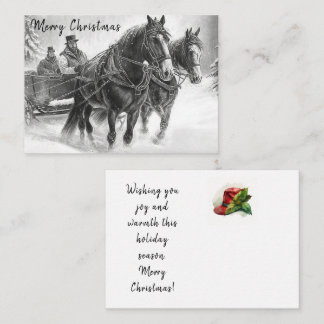 Vintage Horse and Carriage Christmas Card