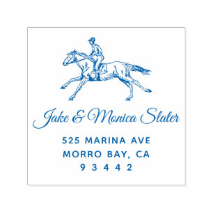 Vintage Horse and Rider Equestrain Return Address Self-inking Stamp
