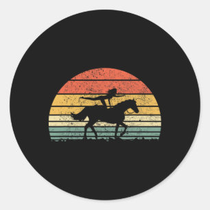Vintage Horse Back Girl Riding Gift For Womens Tee Classic Round Sticker