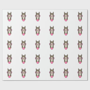 Vintage Horse Bubblegum Pink Glasses Shirt Design Wrapping Paper