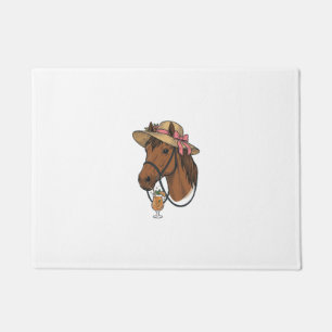 Vintage Horse Cocktail Summer Hat Illustration Doormat