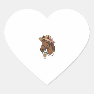 Vintage Horse Cocktail Summer Hat Illustration Heart Sticker