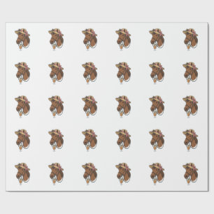 Vintage Horse Cocktail Summer Hat Illustration Wrapping Paper