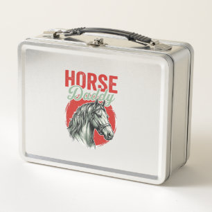 Vintage Horse Daddy Engraving Metal Lunch Box