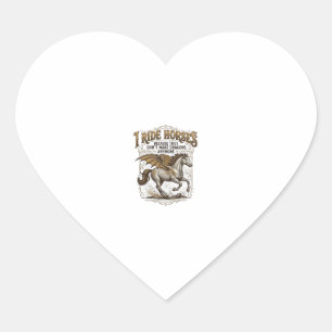 Vintage Horse Dragon Fantasy Rider Shirt Design_1 Heart Sticker