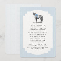 Vintage Horse Equine Blue Boy Elegant Baby Shower