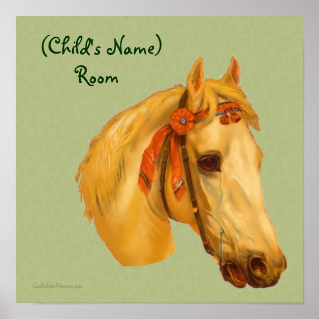 Vintage Horse Head Kids Room Personalised Poster (Front)