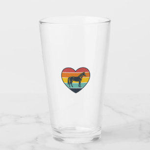 Vintage Horse Heart Sunset Vector Design_1 Glass
