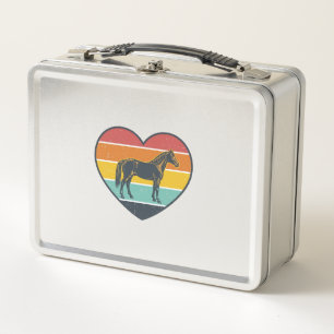Vintage Horse Heart Sunset Vector Design_1 Metal Lunch Box