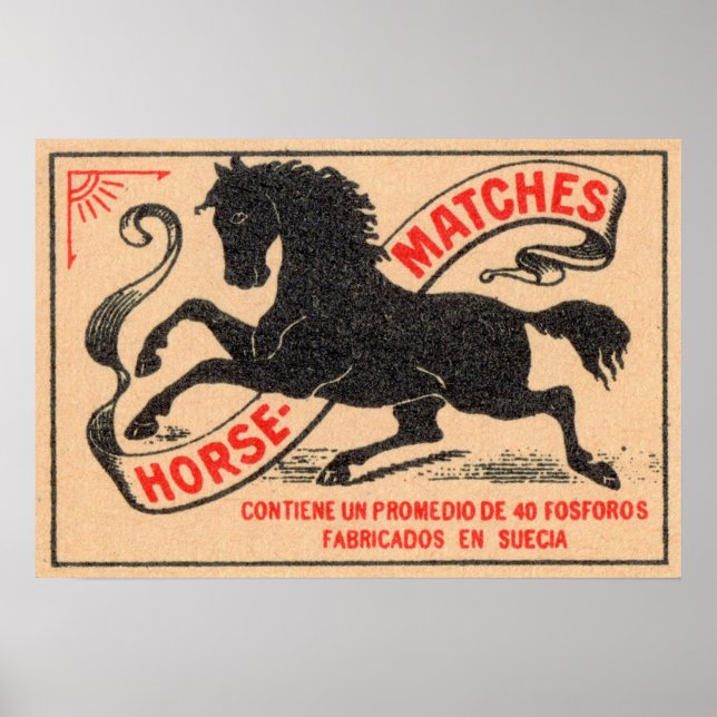 Vintage Horse Matches Label Poster (Front)