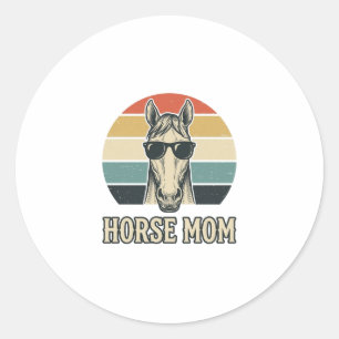 Vintage Horse Mum Engraving Sunglasses Design Classic Round Sticker