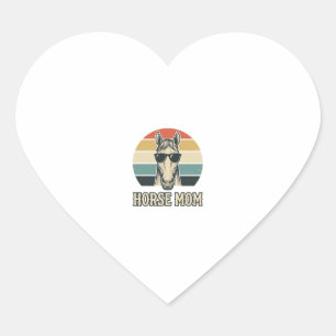 Vintage Horse Mum Engraving Sunglasses Design Heart Sticker