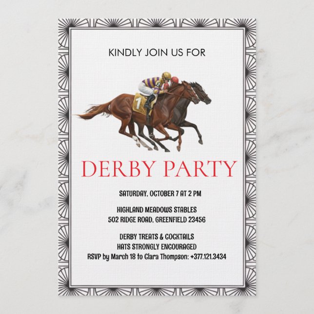 Vintage Horse Race Derby Party Invitation (Front)
