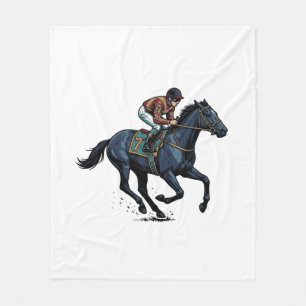 Vintage Horse Racing Jockey Vector Design_1 Fleece Blanket