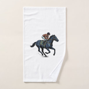 Vintage Horse Racing Jockey Vector Design_1 Hand Towel