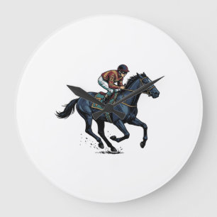 Vintage Horse Racing Jockey Vector Design_1 Large Clock
