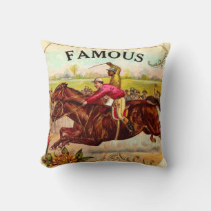 Vintage Horse Racing Thrill of the Race Cushion