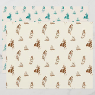 Vintage Horse Riding Pattern Scrapbook Paper