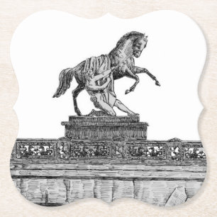 Vintage horse sculpture on Anichkov bridge Paper Coaster